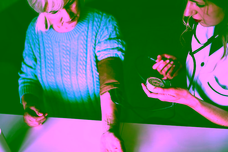 woman getting measured